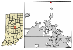 Location of Atlanta in Hamilton County, Indiana.