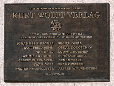 Gedenktafel des Kurt Wolff Verlags