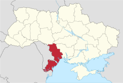 Odessan alue Ukrainassa, alla kaupungin sijainti alueella