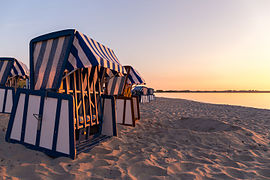 Beach chair in Juliusruh, dawn