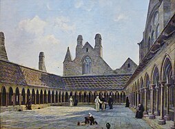 Emmanuel Lansyer : Le cloître du Mont-Saint-Michel (1878, musée des beaux-arts de Quimper).