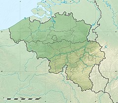 Mapa konturowa Belgii, po lewej nieco na dole znajduje się punkt z opisem „miejsce bitwy”