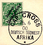 Марки для Німецької Південно-західної Африки зі штемпелем Кейп-крос 1900