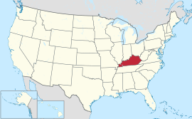 Map of the United States with Kentucky highlighted