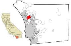 サンディエゴ郡内の位置の位置図