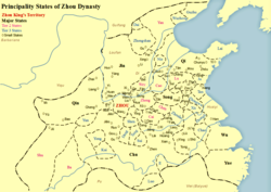 Peta yang menunjukkan Kerajaan Shu selama dinasti Zhou