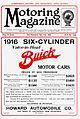 Anúncio da Buick para 1916 pelo negociante Howard Automobile Co., São Francisco.