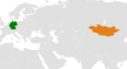 Map indicating locations of Germany and Mongolia