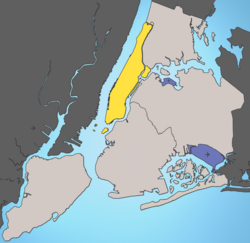 Location of Manhattan shown in yellow.