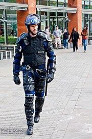 Uniformed police officer wearing body armour
