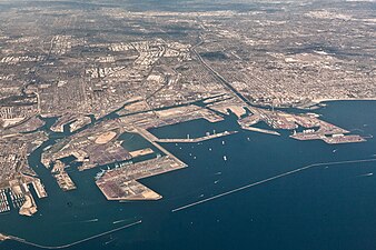 Aerial view of the Port of Long Beach.