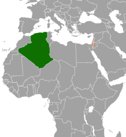 Map indicating locations of Algeria and Israel