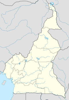 Mapa konturowa Kamerunu, na dole po lewej znajduje się punkt z opisem „Duala”