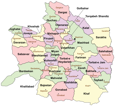 Counties of Razavi Khorasan Province