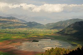 Feneos plain showing seasonal floods.