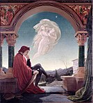 Joseph Noel Paton: Dante Meditating the Episode of Francesca da Rimini and Paolo Malatesta, oil on canvas, 1852 (Bury Art Museum)