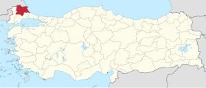 Location of Kırklareli Province in Turkey