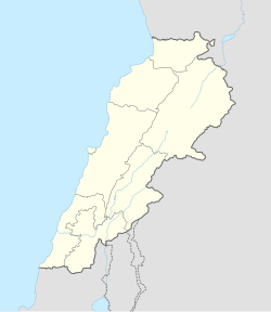 Map showing the location of Aabdine within Lebanon