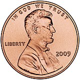 Линкольн на монете 1 цент, 2009