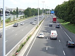 L'autoroute dans la traversée du quartier Centre à Reims.