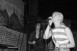 Glass Candy performing at The Smell in Los Angeles on May 21, 2006. From left to right: Johnny Jewel, Ida No
