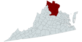 The counties of Virginia that form part of the Washington–Baltimore combined statistical area