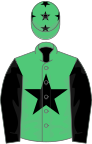 Emerald green, black star, sleeves and stars on cap