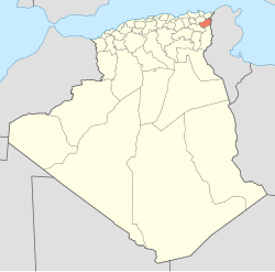 Provinsi Souk Ahras di peta Aljazair