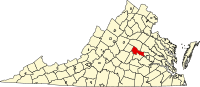 グーチランド郡の位置を示したバージニア州の地図
