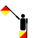 Semaforalfabetets symbol för C / 3.