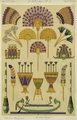 Alte ägyptische flabella (Mitte oben) und Lotus-Motive, 1868