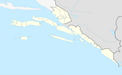 Mapa konturowa żupanii dubrownicko-neretwiańskiej, u góry znajduje się punkt z opisem „Brečići”