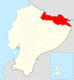 Location of Sucumbíos Province in Ecuador.