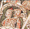 Hendrik die Trotse (1102-1139), Hertog van Beiere en Sakse, en sy vrou, Gertrud van Sakse.