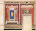 Entwurf der pompejanischen Wandmalerei im Innern. Zeichnung von Alexander Gilli, um 1869