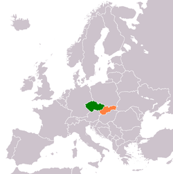 Map indicating locations of Чешка and Словачка