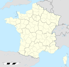 Mapa konturowa Francji, po lewej nieco u góry znajduje się punkt z opisem „Saint-Gondran”
