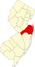 モンマス郡の位置を示したニュージャージー州の地図