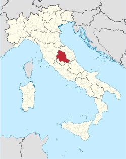Location of the province of Perugia in Italy
