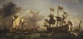 Navires de guerre à Spithead, avec Union Flags et Red Ensigns anglais et autres drapeaux pour indiquer la présence de Charles II et de Jacques, duc d'York et lord-grand-amiral.