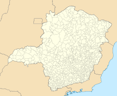 Mapa konturowa Minas Gerais, blisko centrum po prawej na dole znajduje się punkt z opisem „Betim”