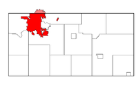 Location within Eau Claire Coonty (pink-shadit portion is within Chippewa Coonty).