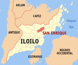 Mapa de Provincia de Iloílo con San Enrique resaltado