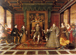 Henrik VIII:s familj, en allegori över tudordynastin, 1572, tillskriven Lucas de Heere.