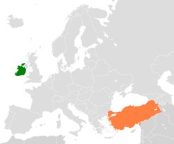 Haritada gösterilen yerlerde Ireland ve Turkey