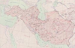 نقشهٔ ایران ایلخانی (غازان خان) از کتاب اطلس تاریخی ایران، نشر دانشگاه تهران[۳]