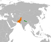 Location map for Nepal and Pakistan.