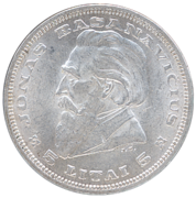 Coin of 5 Lithuanian litas with a portrait of Jonas Basanavičius