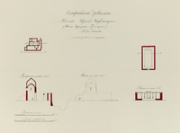 Оригинальный чертёж (1871 и 1872 годы) мавзолея Нуриддина Басира на возвышенности Куксарай. Под руководством Константина фон Кауфмана.