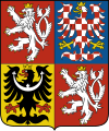 Doppelschwänziger silberner Böhmischer Löwe im Wappen Tschechiens